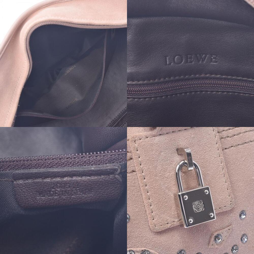 LOEWE Rhinestone Pink Beige Tan Suede Handbag - Picture 11 of 11